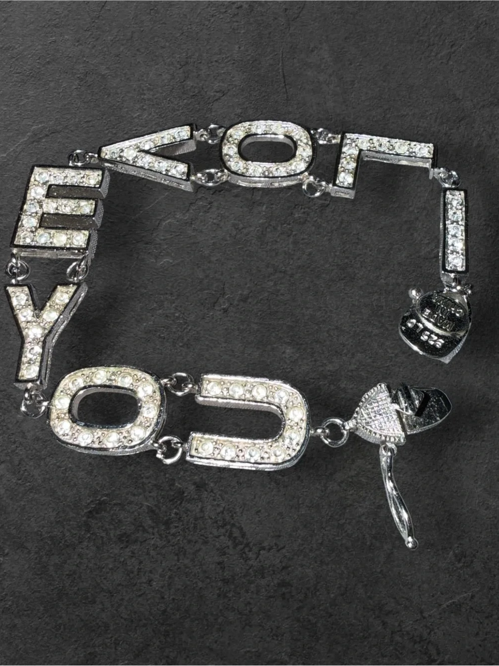 Gorgeous STERLING SILVER 925 I LOVE YOU CZ Bracelet | 14g | Romantic Gift